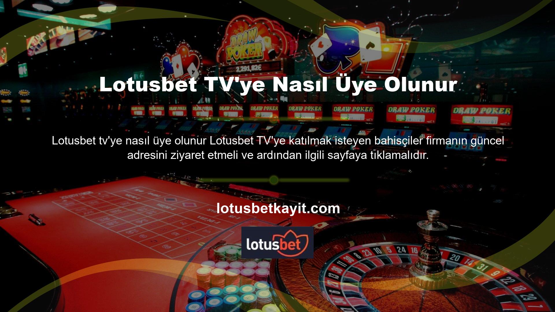 Direkt olarak Lotusbet TV üzerinden bahis oynamak istiyorsanız ilgili kategoriye giderek tüm maçları izleyebilirsiniz